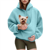 Women Fall Winter Solid Fuzzy Hoodie