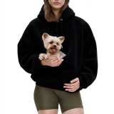 Women Fall Winter Solid Fuzzy Hoodie