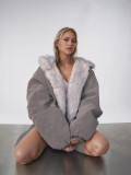 Women Hooded Faux Fur Jacket Coat