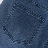 Women Washed Raw Hem Bell Bottom Denim Pants