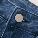 Women Washed Raw Hem Bell Bottom Denim Pants
