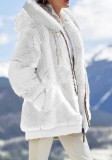 Women Fall Winter Fuzzy Zip Hooded Coat