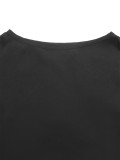 Women Fall Winter Tie Patchwork Ruffle Long Sleeve Boat Neck Shirt