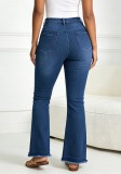 Women Washed Raw Hem Bell Bottom Denim Pants