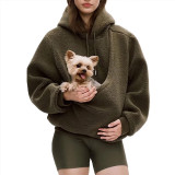 Women Fall Winter Solid Fuzzy Hoodie