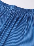 Plus Size Women Blue Ruffle V-Neck Cape Top & Pleated Wide Leg Pants Two Piece Set