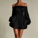 Women Fall Off Shoulder Ruched Dress