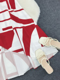 Women Holidays Casual Spaghetti Strap Irregular Print Dress