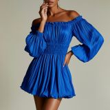 Women Fall Off Shoulder Ruched Dress