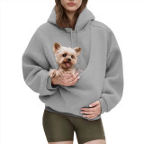 Women Fall Winter Solid Fuzzy Hoodie