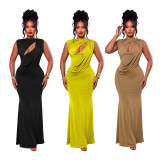 Women Solid Sexy Hollow Bodycon Dress