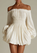Women Fall Off Shoulder Ruched Dress Women Fall Off Shoulder Ruched Dress