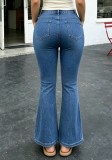 Women Rivet Bell Bottom Denim Pants