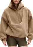 Women Fall Winter Solid Fuzzy Hoodie