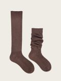 Fall Winter Women's Solid Color Ribbed Knit Mid-Calf Slouch Socks