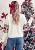 Fall Winter Women's Christmas Jacquard Round Neck Sweater