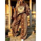 Fall Women's Y2K Streetwear Leopard Print Top and Sweatpants Two-Piece Set