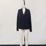 Winter Women's Casual Career Single-Breasted Long Sleeve Shrimp Print Knit Cardigan