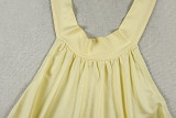 Women's Chic Halter Neck Low Back Solid Color Ruffle A-Line Mini Dress