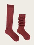 Fall Winter Women's Solid Color Ribbed Knit Mid-Calf Slouch Socks