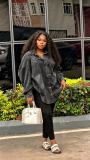 Women's Oversized Denim Jacket with Large Buttons