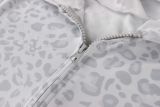 Fall Winter Women's Streetwear Leopard Print Hooded Slim Fit Top and Flared Animal Print Pants Set
