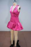 Fall Women's Sexy V Neck Slim Fit Lace-Up Puff Mini Dress