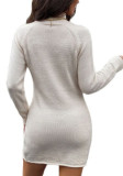 Fall Winter Women's Casual Loose Long Sleeve Knitting Button-Down Shirt Dress