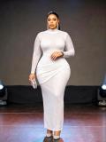 Women's Beaded Long Sleeve Ruched Mesh Formal Party Evening Gown