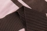 Women's Streetwear Casual Colorblock Striped Turndown Collar Loose Long Sleeve Knit Sweater