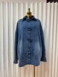 Women's Oversized Denim Jacket with Large Buttons