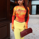 Women's Streetwear Casual Round Neck Long Sleeve Top and Flared Pants Two-Piece Set