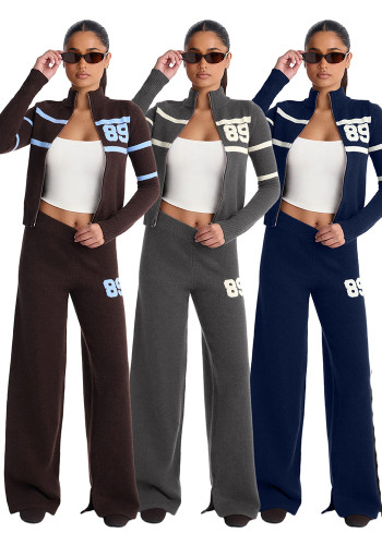 Fashionable Casual Striped Colorblock Two-Piece Pants Set