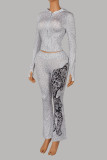 Fall Winter Women's Streetwear Leopard Print Hooded Slim Fit Top and Flared Animal Print Pants Set