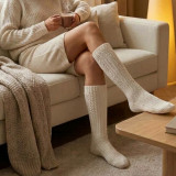 Fall Winter Women's Solid Color Ribbed Knit Mid-Calf Slouch Socks