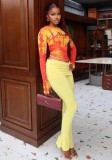 Women's Streetwear Casual Round Neck Long Sleeve Top and Flared Pants Two-Piece Set