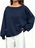 Fall Women's Casual Loose Solid Color Slash Shoulder Top
