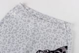 Fall Winter Women's Streetwear Leopard Print Hooded Slim Fit Top and Flared Animal Print Pants Set