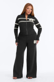 Fashionable Casual Striped Colorblock Two-Piece Pants Set