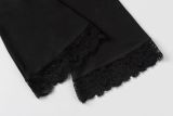 Women's Lace V Neck Flared Long Sleeve Slim Waist Basic Top
