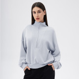 Fall Winter Women's Casual Loose Modal Stand Collar Sports Top for Running and Fitness