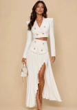 Spring Women's Sweet Sleeveless V Neck Elastic Waist Pleated Pants Set