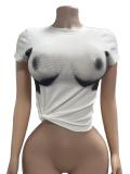 Casual Printed Slim Fit Sexy Clubwear Top
