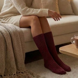 Fall Winter Women's Solid Color Ribbed Knit Mid-Calf Slouch Socks