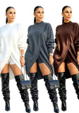 Fall Winter Women's Solid Color Round Neck Crisscross Knitted Top and Shorts Set with Slouch Sleeves