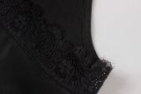 Women's Lace V Neck Flared Long Sleeve Slim Waist Basic Top