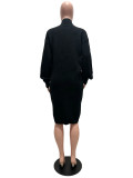 Fall Winter Women's Solid Color Round Neck Crisscross Knitted Top and Shorts Set with Slouch Sleeves