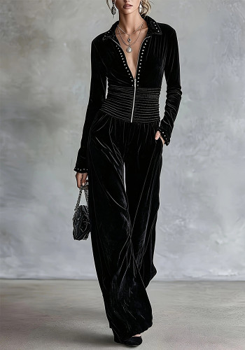 Women's Casual Slim Fit Long Sleeve Pants Jumpsuit