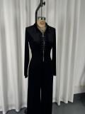 Women's Casual Slim Fit Long Sleeve Pants Jumpsuit