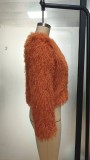 Fall Winter Women's Long Sleeve Faux Fur Zip-Up Cropped Jacket